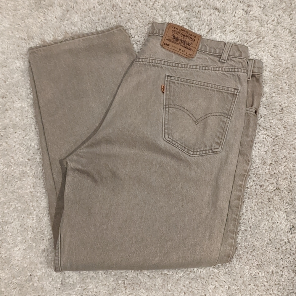 Vintage Levi's Orange Tab Mens 550 Size 40x30 Relaxed Fit Khaki Tan Jeans Great!